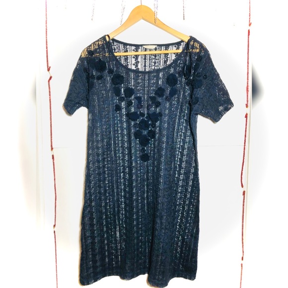✨MONSOON NAVY BLUE TRANSPARENT KNIT DRESS - Picture 1 of 5